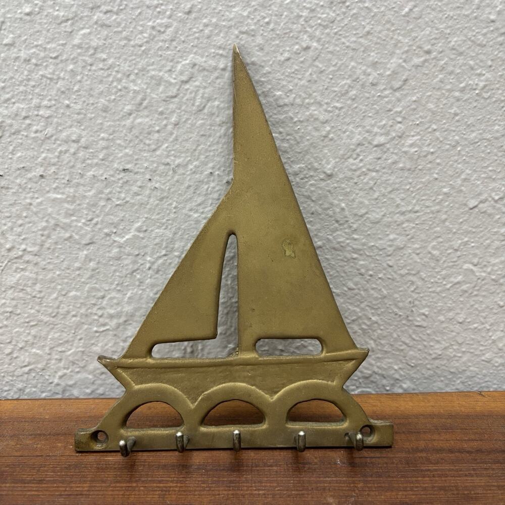 Vintage Brass Sailboat Key Holder